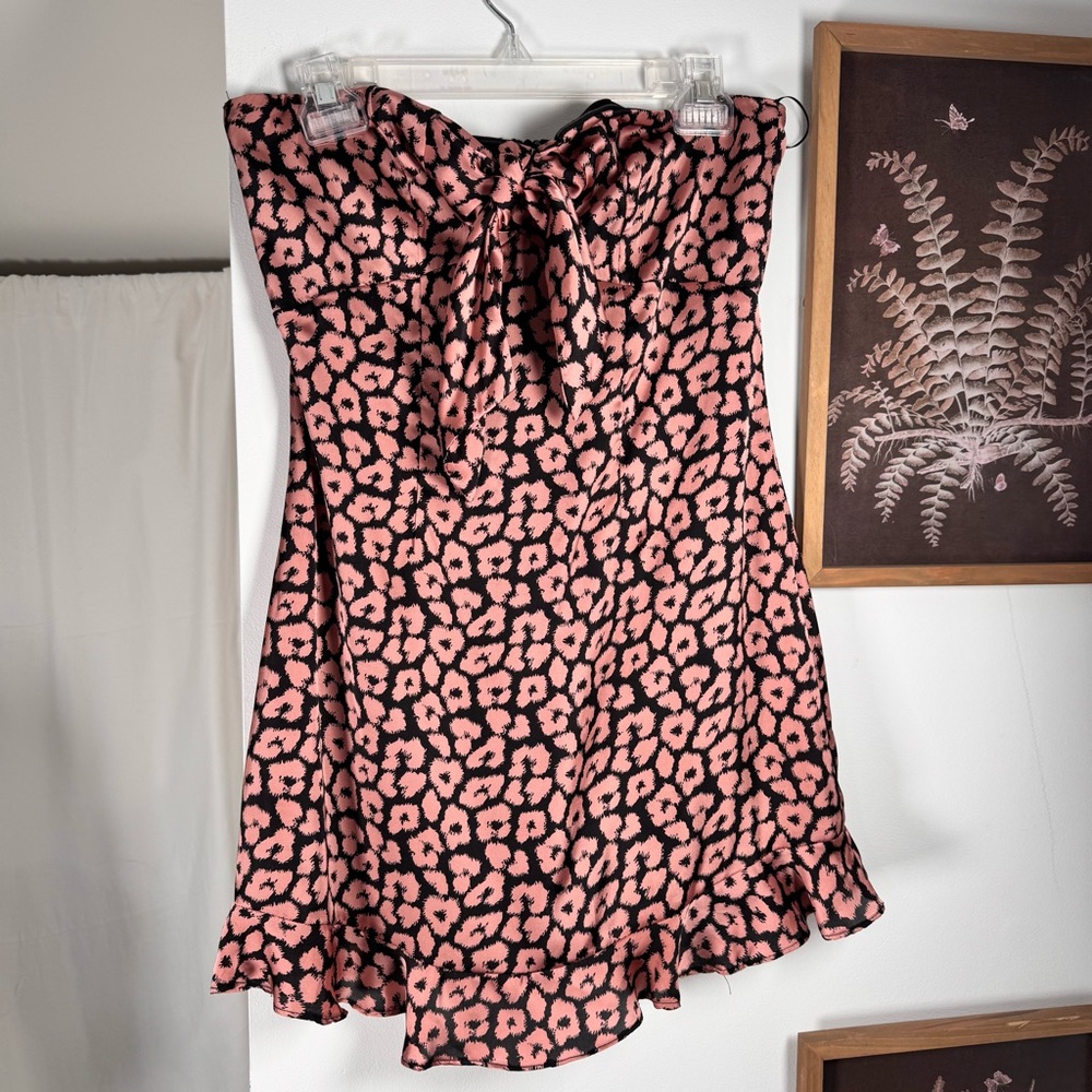 Satin Strapless  Dress with Bow (S)